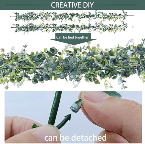 Eucalyptus Garlands for Table, 4 Packs 5.8FT Long Fake Greenery Vines, Artificial Hanging Plant for Wedding Bouquet Party Indoor Outdoor Decor in Saudi Arabia