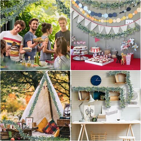 Eucalyptus Garlands for Table, 4 Packs 5.8FT Long Fake Greenery Vines, Artificial Hanging Plant for Wedding Bouquet Party Indoor Outdoor Decor in Saudi Arabia