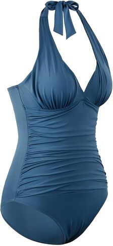Hilor Women's One Piece Swimsuits v Neck Shirred Swimwear Switch Control Halter Wating Suits Monokini in Saudi Arabia