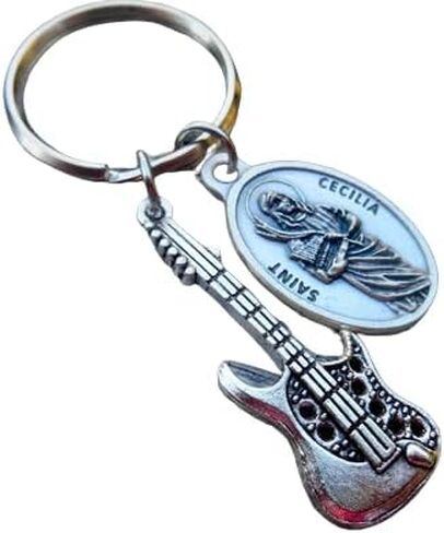 St Cecilia Key Chain, Saint Cecelia Patron Saint of Musicians, Confirmation Gift, Guitar Charm, Music Teacher Gift in Saudi Arabia