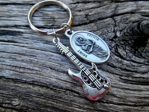 St Cecilia Key Chain, Saint Cecelia Patron Saint of Musicians, Confirmation Gift, Guitar Charm, Music Teacher Gift in Saudi Arabia