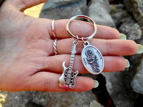 St Cecilia Key Chain, Saint Cecelia Patron Saint of Musicians, Confirmation Gift, Guitar Charm, Music Teacher Gift in Saudi Arabia