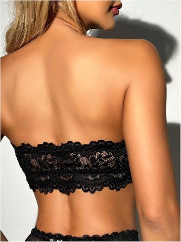 MakeMeChic Women's Floral Lace Bra Wireless Bralette Bandeau Bra Scalloped Everyday Bras in Saudi Arabia