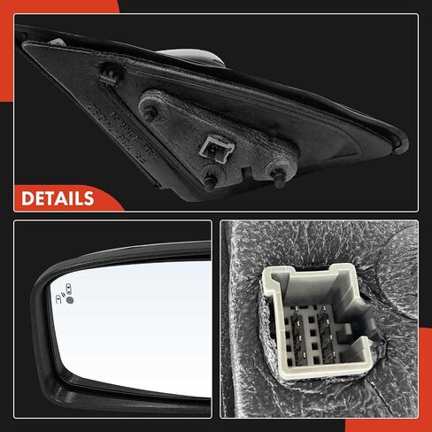 مرآة الباب الجانبية لبرنامج تشغيل السائق A-premium-متوافقة مع Ford Fusion 2010-2012 و Mercury Milan 2010-2011-مرآة مسخنة غير طيبة ، أسود خارجي للخلفي مع الكشف عن بقعة عمياء وضوء البرك in Saudi Arabia