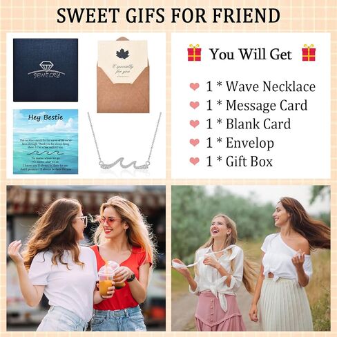 EPIRORA Gifts for Her, Silver Wave Necklace for Women, Birthday Anniversary Christmas Jewelry Gift Ideas for Best Friend Bestie Sister Mom Daughter in Saudi Arabia