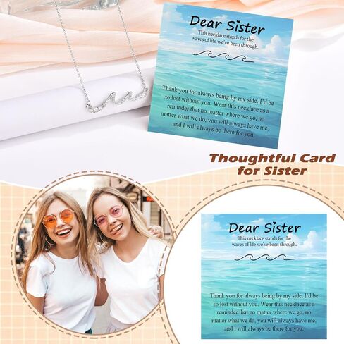 EPIRORA Gifts for Her, Silver Wave Necklace for Women, Birthday Anniversary Christmas Jewelry Gift Ideas for Best Friend Bestie Sister Mom Daughter in Saudi Arabia