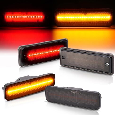 Hecasa LED LED Side Marker Lights متوافقة مع 1978-1987 Chevrolet Chevy El Camino Malibu GMC Caballero الأمامي الخلفي مصابيح الإشارة الخلفية استبدال 913417 929986 (4pcs العنبر والعدسة الحمراء والضوء) in Saudi Arabia