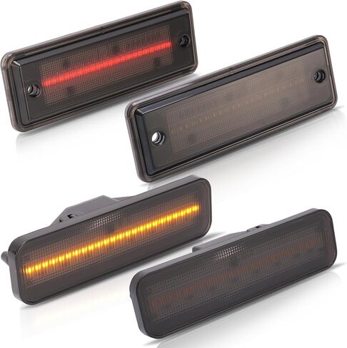 Hecasa LED LED Side Marker Lights متوافقة مع 1978-1987 Chevrolet Chevy El Camino Malibu GMC Caballero الأمامي الخلفي مصابيح الإشارة الخلفية استبدال 913417 929986 (4pcs العنبر والعدسة الحمراء والضوء) in Saudi Arabia