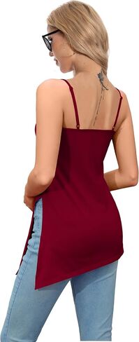 TAIPOVE Pima Cotton Asymmetrical Camisole Tops for Women Adjustable Spaghetti Strap Tops Side Slit Extra Long Tanks in Saudi Arabia