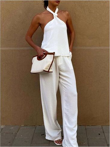 Women's Twist Knot Halter Tops Y2K Sleeveless Backless Party Club Tank Top in Saudi Arabia