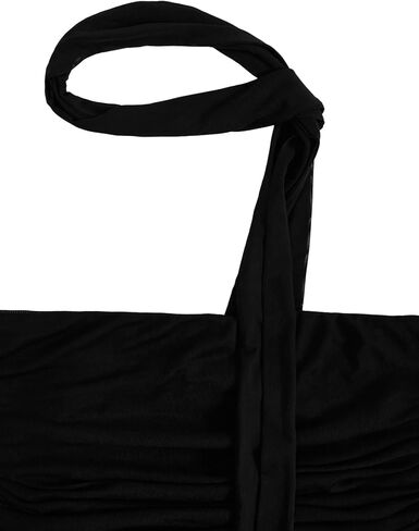 SweatyRocks Women's Ruched Sheer Mesh Strapless Tube Top Sleeveless Slim Fitted Bandeau Top with Scarf in Saudi Arabia