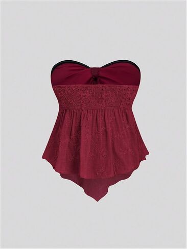 SOLY HUX Women's Bow Tie Front Tube Tops Strapless Sleeveless Bandeau Asymmetric Flowy Summer Top in Saudi Arabia