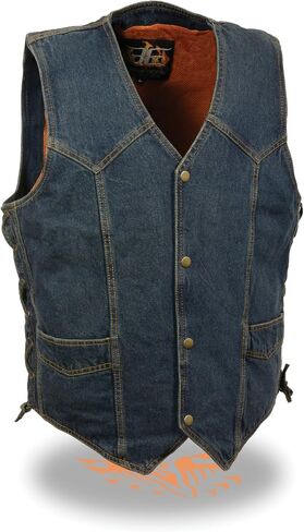 MEN'S SIDE LACES BLUE DENIM VEST (L) in Saudi Arabia
