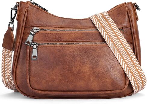 Crossbody Bags for Women Leather Purse Trendy Multi Pocket Shoulder Handbags with Adjustable Guitar Strap in Kuwait