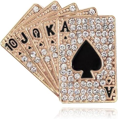 Rhinestone Poker Brooch Pins for Women And Men Hip Hop Playing Cards Brooch Pin Lapel Pin Punk Rock Poker Cards Brooches Hat Bag Suit Dress Accessories in Saudi Arabia