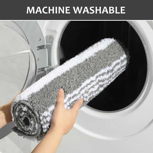 LOCHAS Long Bathroom Rugs Runner, 24" x 60" Large Bath Rug Non Slip Absorbent, Washable Microfiber Bathroom Mat Luxury Fluffy Soft, Shaggy Bath Mats for Shower Quick Dry, Navy Blue in Kuwait