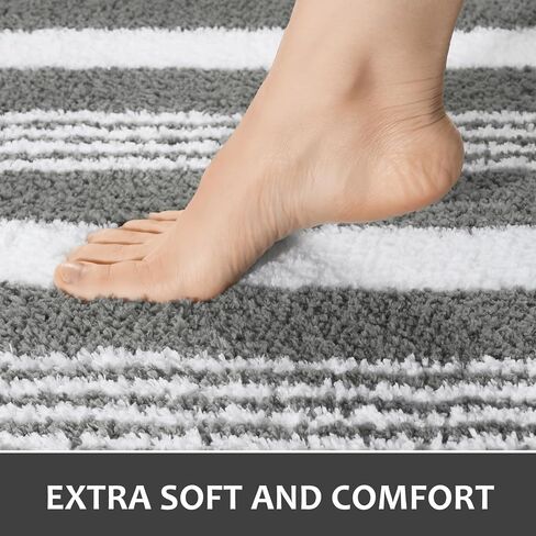 LOCHAS Long Bathroom Rugs Runner, 24" x 60" Large Bath Rug Non Slip Absorbent, Washable Microfiber Bathroom Mat Luxury Fluffy Soft, Shaggy Bath Mats for Shower Quick Dry, Navy Blue in Kuwait