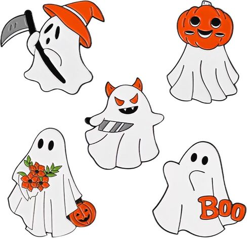 Dreuyet 5pieces Ghost Brooch For Women Cute Enamel Pins Cartoon Lapel Pin Jackets Backpacks Hat Decoration in Saudi Arabia