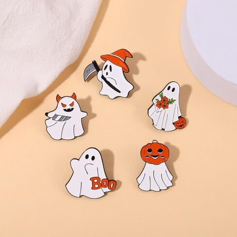Dreuyet 5pieces Ghost Brooch For Women Cute Enamel Pins Cartoon Lapel Pin Jackets Backpacks Hat Decoration in Saudi Arabia