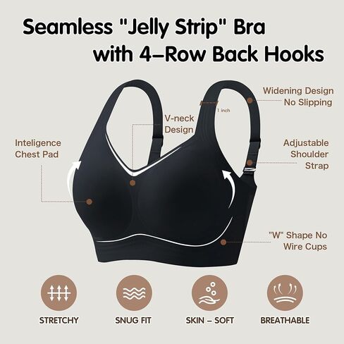 2025 Womens Seamless Wireless Supportive Bra Push Up Comfort Soft No Underwire Full Coverage T-Shirt Bras (M-4XL) in Saudi Arabia
