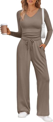 Trendy Queen 2 Piece Lounge Sets for Women Fall Outfits 2025 Fashion Two Piece Sweatsuits Business Casual Outfits Clothes in Saudi Arabia