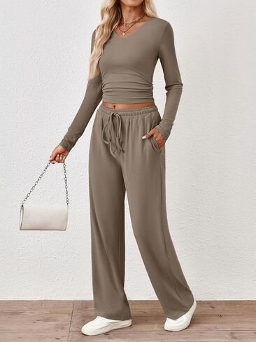 Trendy Queen 2 Piece Lounge Sets for Women Fall Outfits 2025 Fashion Two Piece Sweatsuits Business Casual Outfits Clothes in Saudi Arabia