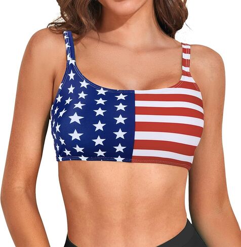 Sports Swim Bra Bikini Tops for Women Classic Bathing Suits Top with Padded Crop Swimsuit in Kuwait