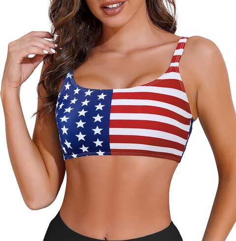 Sports Swim Bra Bikini Tops for Women Classic Bathing Suits Top with Padded Crop Swimsuit in Kuwait
