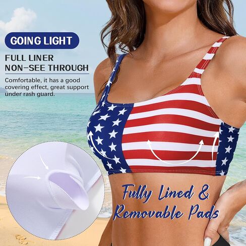 Sports Swim Bra Bikini Tops for Women Classic Bathing Suits Top with Padded Crop Swimsuit in Kuwait