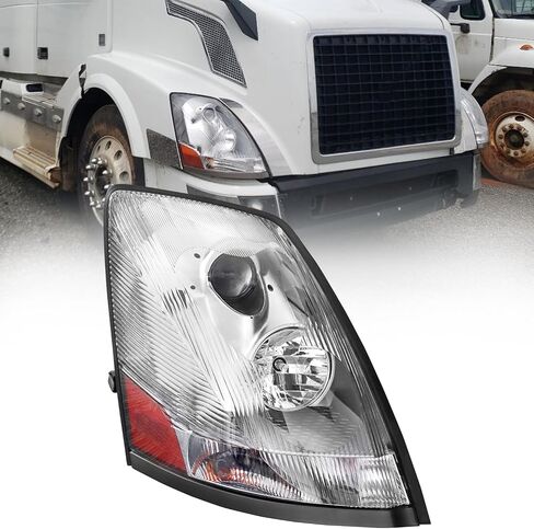 Headlight Assembly Compatible with 2004-2018 Volvo VNL VNM 2004-2015 Volvo VN Halogen, Headlamps Head Light Lamp W/Bulbs Housing Pair (Chrome/Right Side) in Saudi Arabia