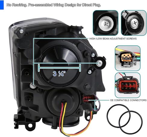 المواصفات Tuning Black Smoke Projector المصابيح الأمامية مع شريط LED متسلسل متوافق مع 2003-2007 Infiniti G35 Coupe ، مجموعة اليسار يمين المصابيح الأمامية in Saudi Arabia