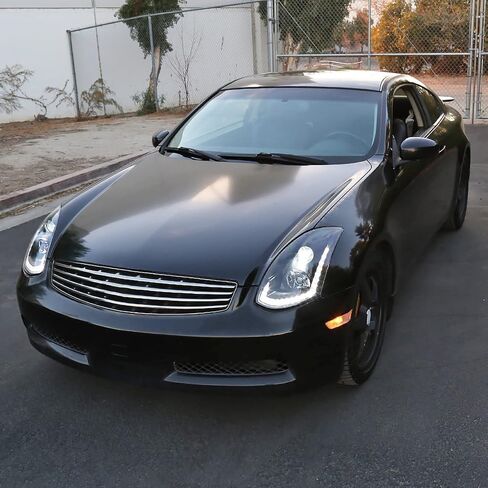 المواصفات Tuning Black Smoke Projector المصابيح الأمامية مع شريط LED متسلسل متوافق مع 2003-2007 Infiniti G35 Coupe ، مجموعة اليسار يمين المصابيح الأمامية in Saudi Arabia