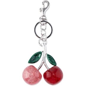 Cherry Bag Charm with Key Ring, Cherry Keychain Purse Charm for Handbags Cute Key Chains Accessories for Women in Saudi Arabia