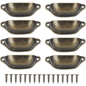 LiebeWH 8pcs Antique Furniture Handles Set, Semicircular Kitchen Cabinet Handles 83mm / 3.3inch Screw Spacing Pulls for Chest Bookcase Drawer (Black) in Saudi Arabia