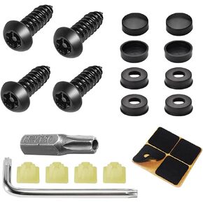 Anti Theft Car License Plate Screws, M6 (1/4") Stainless Steel Tag Plate Fastener Bolt, Rustproof Tamper Proof License Frame Cover Mounting Hardware for Front Rear Frame Holder (Black, 8Sets) in Kuwait