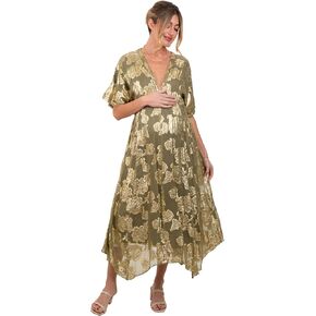 PinkBlush Metallic Floral Jacquard Overlay Maternity Maxi Dress in Kuwait