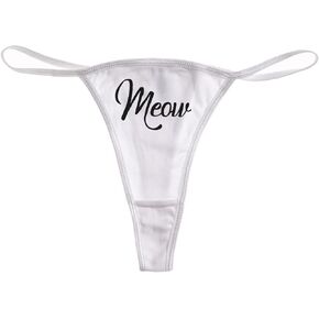 Meow Cat Kitty Funny Women's Cotton Thong Bikini in Saudi Arabia