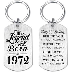 Yobent 53rd Birthday Gifts for Men 1972, Happy 53rd Birthday Keychain, 53 Year Old Birthday Gifts for Women, The Legend was Born in 1972 in Saudi Arabia