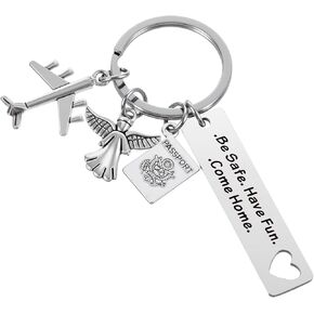 Travel Keychain, Passport Angel Airplane Keychain, Be Safe Have Fun Come Home Safe Travel Gift for Husband Boyfriend Travelers in Saudi Arabia