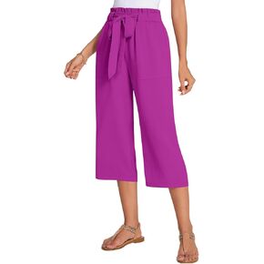 أليغادوو نساء سراويل كابري ساق عريضة ساق فضفاضة عالية الصالة الصالة مع جيوب in Kuwait