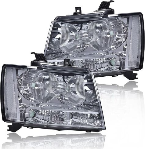 G-PLUS Headlights Assembly Compatible with Chevy Tahoe Subarban Avalanche 2007-2014 Pair Bumper Corner Headlamps Left & Right Clear Lens Black Housing Amber Reflector,faros delanteros in Saudi Arabia