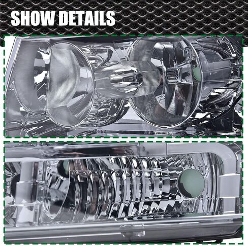G-PLUS Headlights Assembly Compatible with Chevy Tahoe Subarban Avalanche 2007-2014 Pair Bumper Corner Headlamps Left & Right Clear Lens Black Housing Amber Reflector,faros delanteros in Saudi Arabia