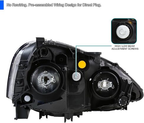 SPEC-D TUNING JDM Black Headlights Compatible with 2002-2004 Acura RSX L+R Pair Head Light Lamp Assembly in Saudi Arabia
