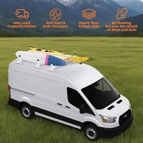MusixiA 54" Van Roof Ladder Racks Fit for 2015-2025 Ford Transit 150 250 350 Cargo Van Roof Rack 3 Crossbars, Heavy Duty Steel Ladder Rack, 800lbs Load Capacity in Kuwait