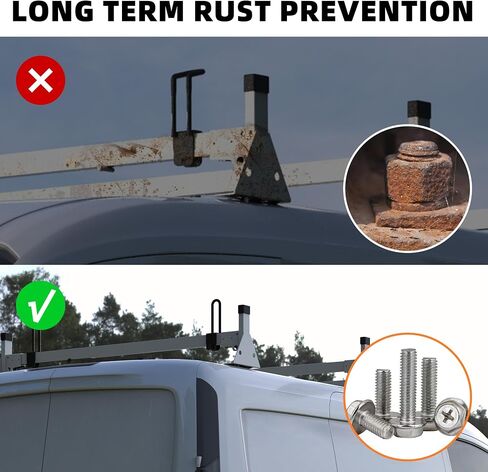MusixiA 54" Van Roof Ladder Racks Fit for 2015-2025 Ford Transit 150 250 350 Cargo Van Roof Rack 3 Crossbars, Heavy Duty Steel Ladder Rack, 800lbs Load Capacity in Kuwait