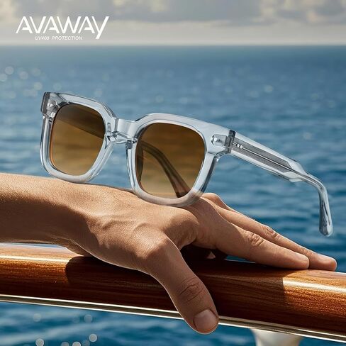 AVAWAY Polarized Sunglasses for Men/Women Uv400 Protection Trendy Classic Acetate Square Outdoor Driving Sun Glasses AV279 in Kuwait
