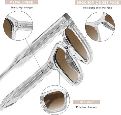 AVAWAY Polarized Sunglasses for Men/Women Uv400 Protection Trendy Classic Acetate Square Outdoor Driving Sun Glasses AV279 in Kuwait