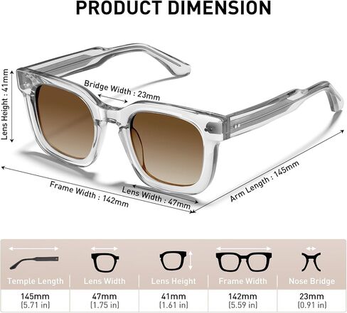 AVAWAY Polarized Sunglasses for Men/Women Uv400 Protection Trendy Classic Acetate Square Outdoor Driving Sun Glasses AV279 in Kuwait