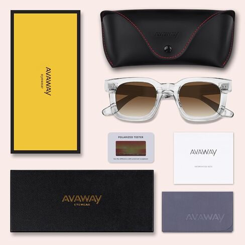 AVAWAY Polarized Sunglasses for Men/Women Uv400 Protection Trendy Classic Acetate Square Outdoor Driving Sun Glasses AV279 in Kuwait
