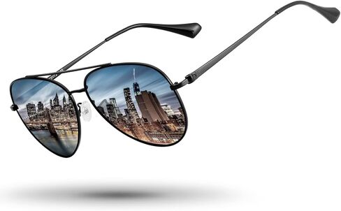 Guztag Aviator Aviator نظارات شمسية للرجال - حماية UV العدسة السوداء - الموضة Retro للجنسين G8259 in Kuwait